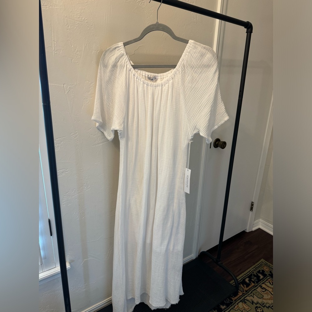 Stateside White Cotton Gauzy Dress